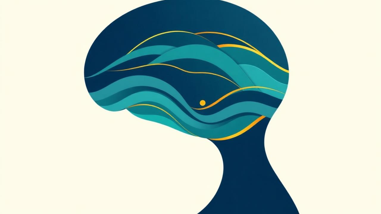 Stylised silhouette of a head filled with calming waves representing chronic stress adaptation