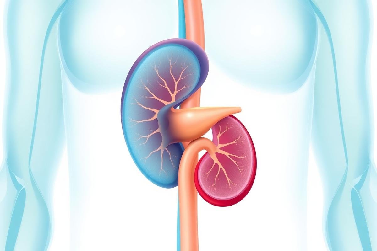 Kidney cancer care — renal anatomy medical illustration